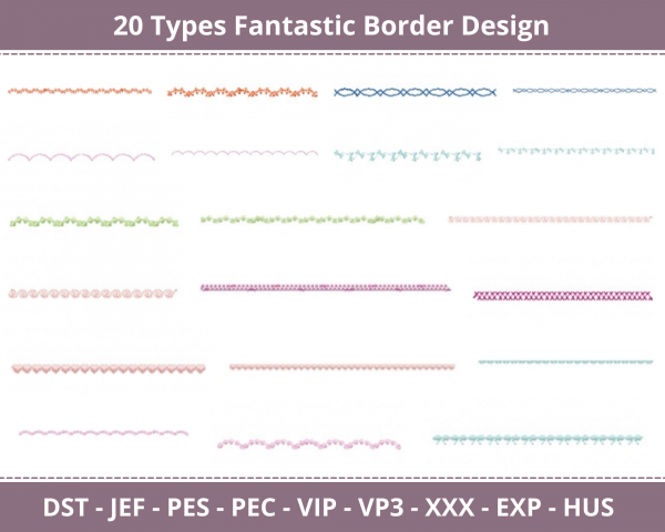 Fantastic Border Machine Embroidery Designs-20 Types-1 Size-instant download