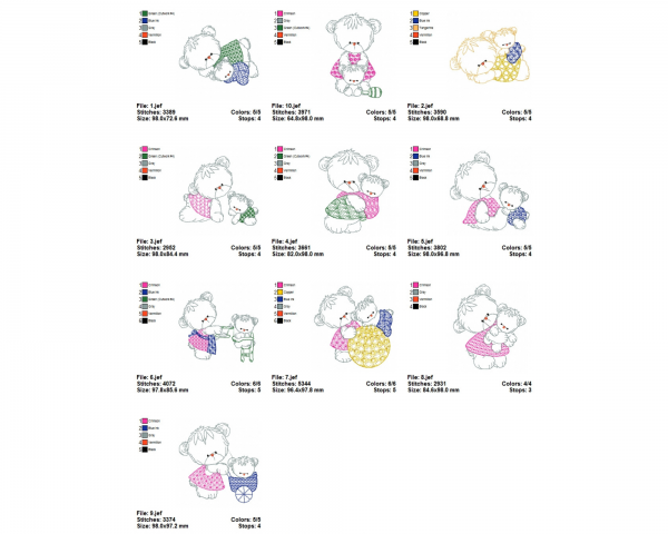 Baby & Kids Machine Embroidery Designs-10 Types-1 Size-instant download