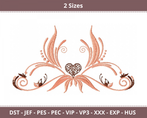 Fantastic Heart Machine Embroidery Designs-2 Sizes-instant download