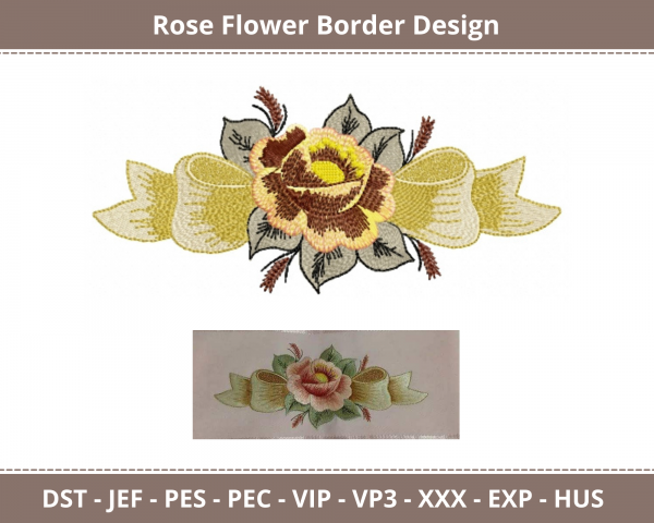 Rose Flower Border Machine Embroidery Designs-1 Size-instant download