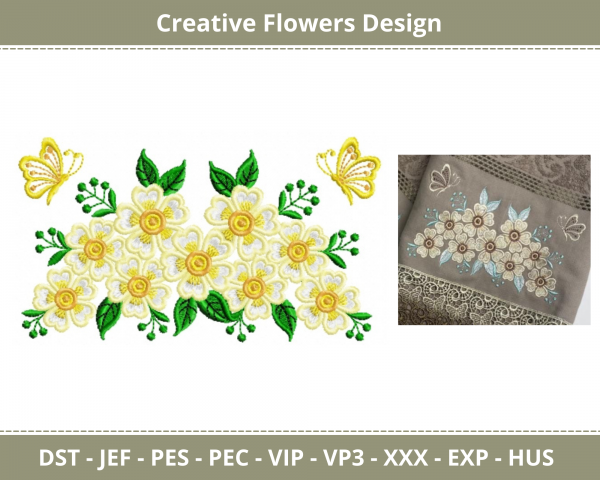 Creative Flowers Machine Embroidery Designs-1 Size-instant download