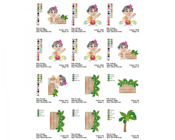Cute Baby Girl Machine Embroidery Designs-9 Types-2 & 3 Multi Sizes-instant download