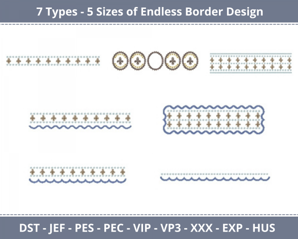 Endless Border Machine Embroidery Designs-7 Types-5 Sizes-instant download