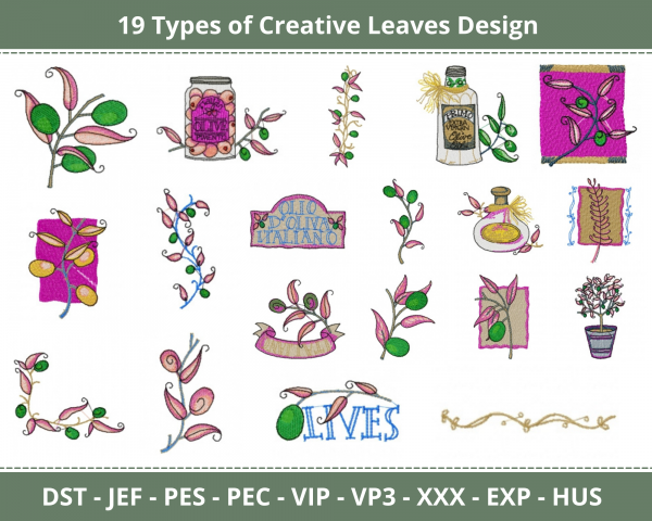 Creative Leaves Machine Embroidery Designs-19 Types-1 Size-instant download
