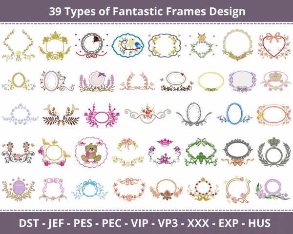 Fantastic Frames Machine Embroidery Designs-39 Types-1 Size-instant download