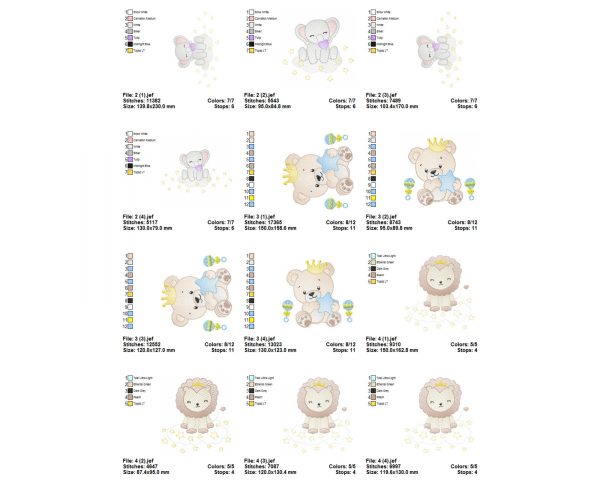 Baby Animal Border Machine Embroidery Designs-14 Types-4 Sizes-instant download