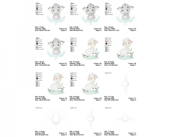 Baby Animal Border Machine Embroidery Designs-14 Types-4 Sizes-instant download