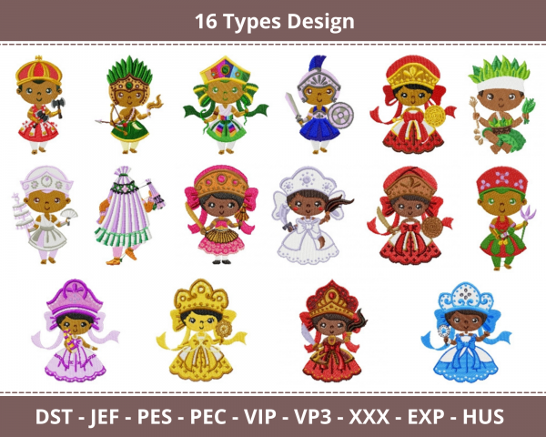 African Culture Machine Embroidery Designs-16 Types-1 Size-instant download