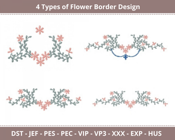 Flowers Border Machine Embroidery Design