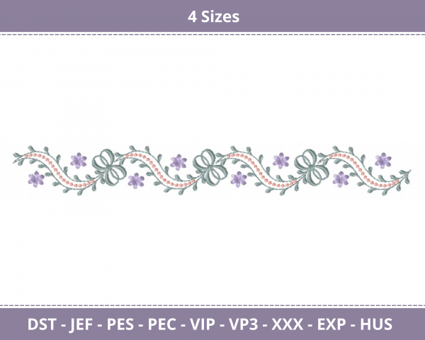 Floral Border Machine Embroidery Designs-4 Sizes-instant download