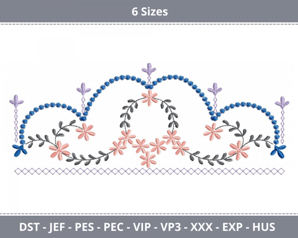 Creative Flower Border Machine Embroidery Designs-6 Sizes-instant download