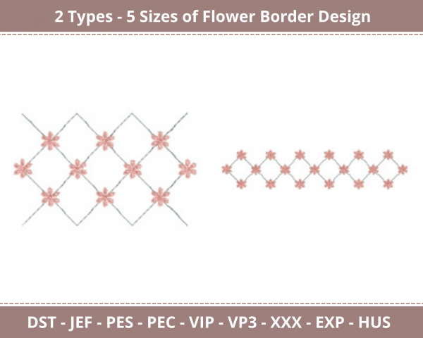Flower Border Machine Embroidery Designs-2 Types-5 Sizes-instant download