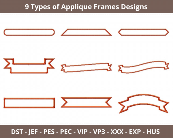 Applique Frames Machine Embroidery Designs-9 Types-1 Size-instant download