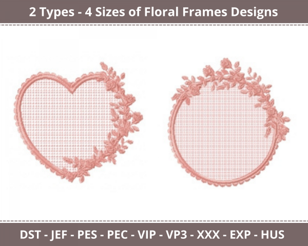 Floral Frames Machine Embroidery Designs-2 Types-4 Sizes-instant download