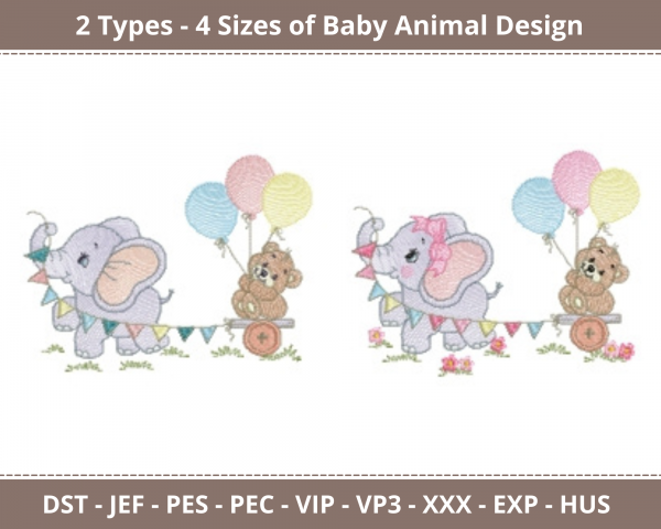 Baby Animals Machine Embroidery Designs-2 Types-4 Sizes-instant download