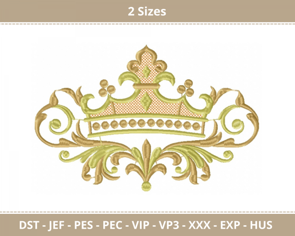 Royal Crown Machine Embroidery Designs-2 Sizes-instant download