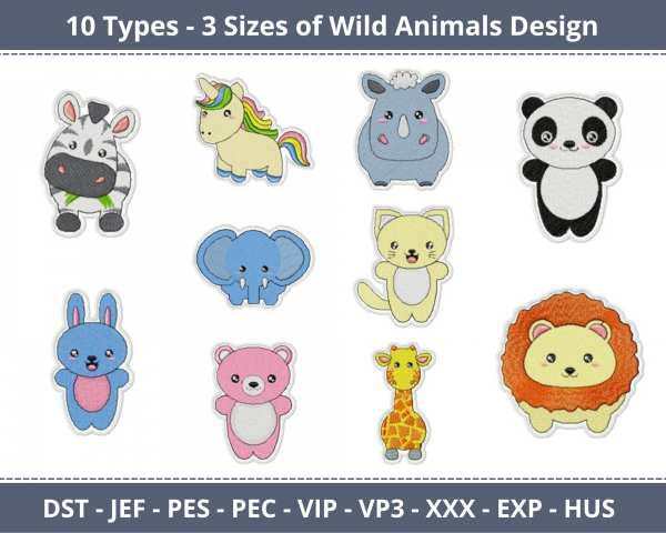 Wild Animals Machine Embroidery Designs