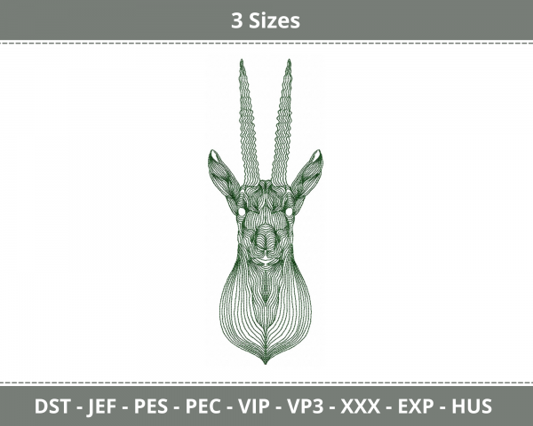 Antelope Animal Machine Embroidery Designs-3 Sizes-instant download