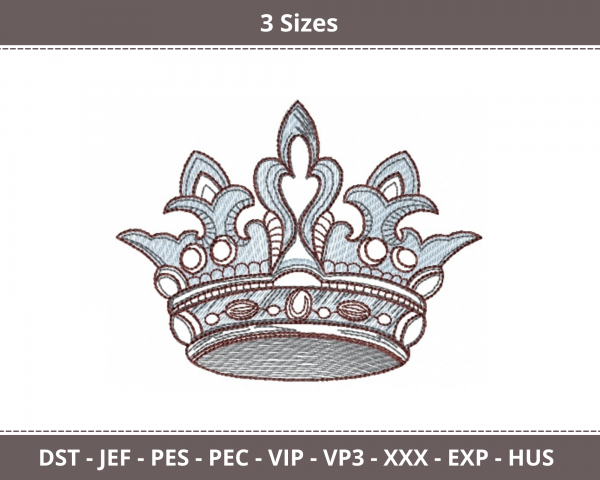 Crown Machine Embroidery Designs-3 Sizes-instant download
