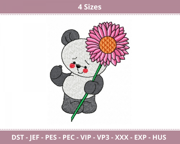 Teddy Bear with Flowers Machine Embroidery Designs