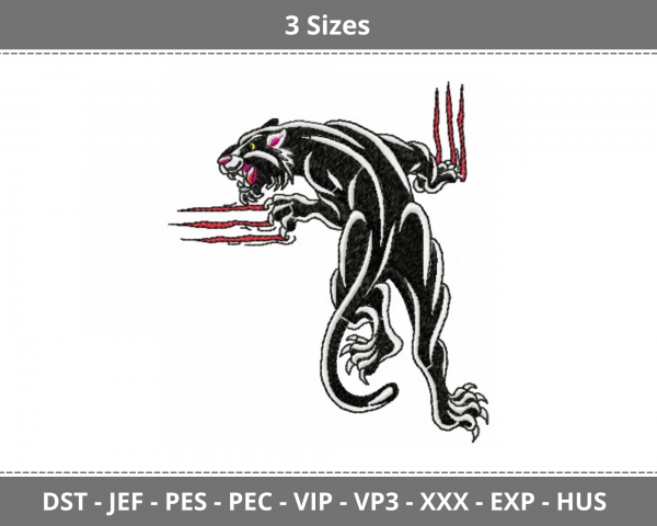 Dangerous Panther Machine Embroidery Designs-3 Sizes-instant download