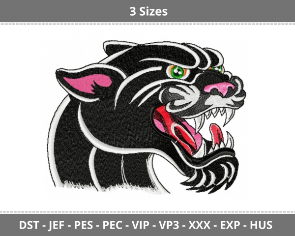 Panther Face Machine Embroidery Designs-3 Sizes-instant download