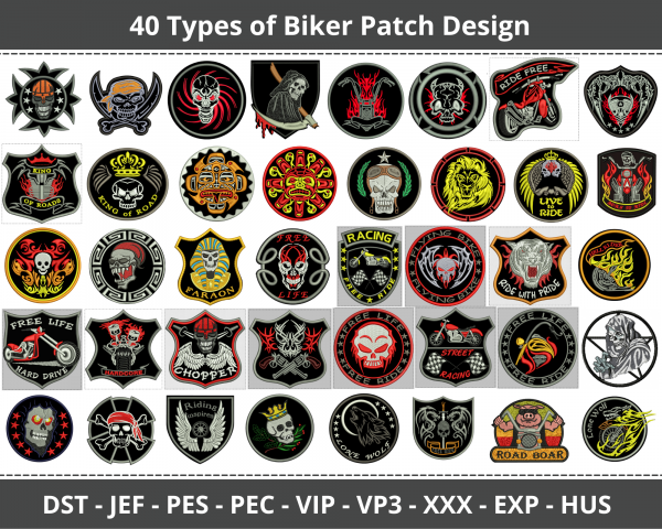 Biker Patch Machine Embroidery Design