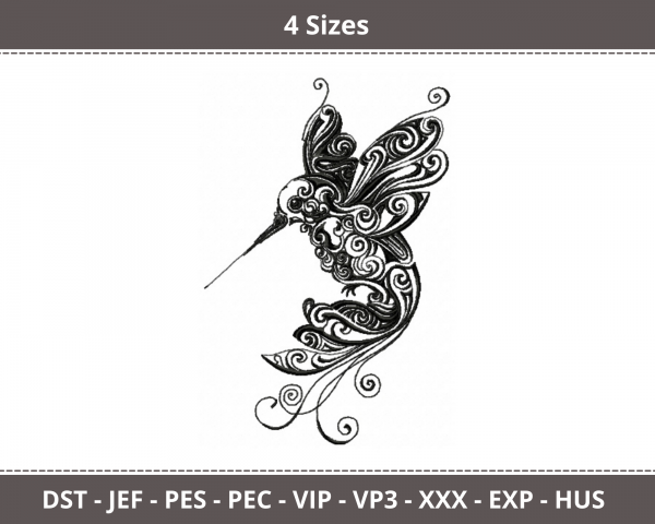 Humming Bird Machine Embroidery Designs-4 Sizes-instant download