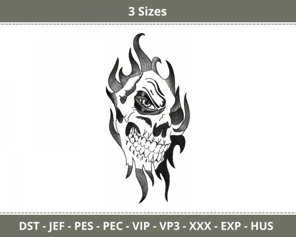 Creative Skull Machine Embroidery Designs-3 Sizes-instant download