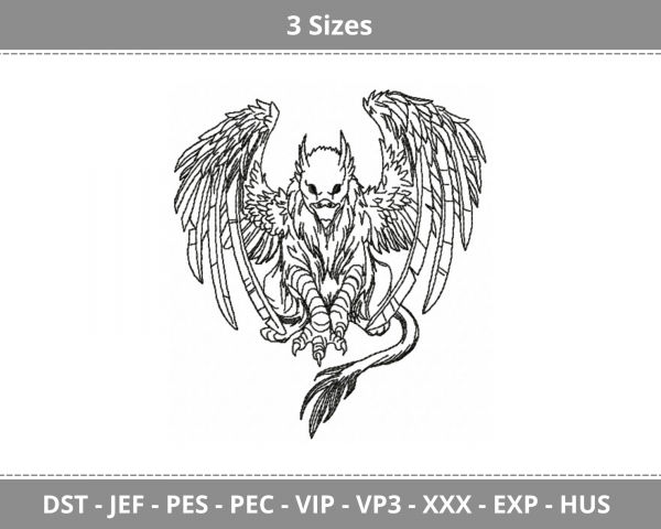Griffon Machine Embroidery Designs-3 Sizes-instant download