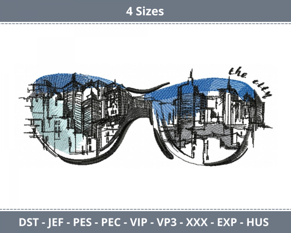 Glasses Machine Embroidery Designs-4 Sizes-instant download
