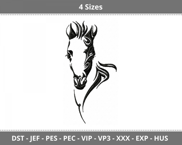 Horse Face Machine Embroidery Designs-4 Sizes-instant download
