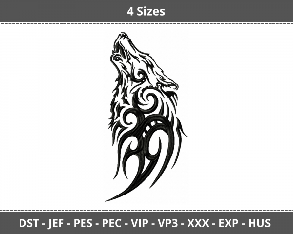 Wolf Machine Embroidery Designs-4 Sizes-instant download