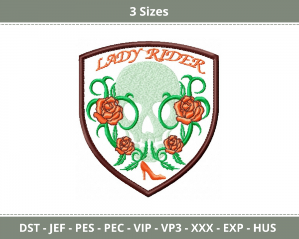 Lady Rider Machine Embroidery Designs-3 Sizes-instant download
