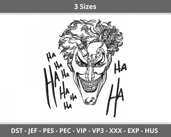 Joker Machine Embroidery Designs-3 Sizes-instant download
