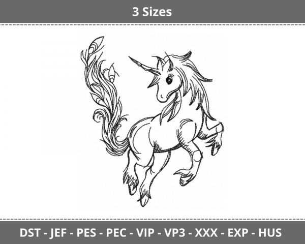 Little Unicorn Horse Machine Embroidery Designs-3 Sizes-instant download