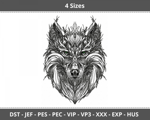 Wolf Face Machine Embroidery Designs