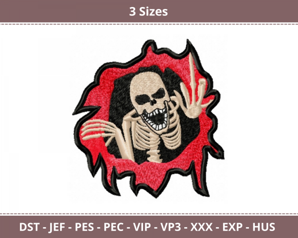 Halloween Skull Machine Embroidery Designs-3 Sizes-instant download