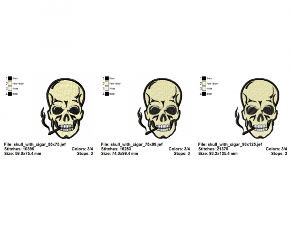 Skull Machine Embroidery Designs-3 Sizes-instant download