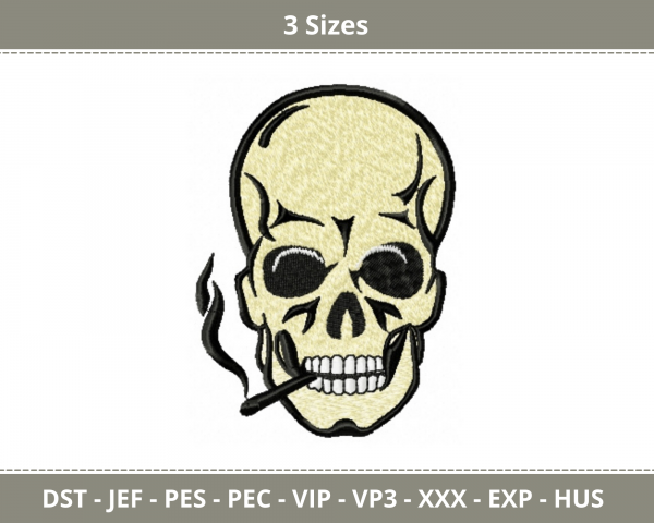 Skull Machine Embroidery Designs-3 Sizes-instant download