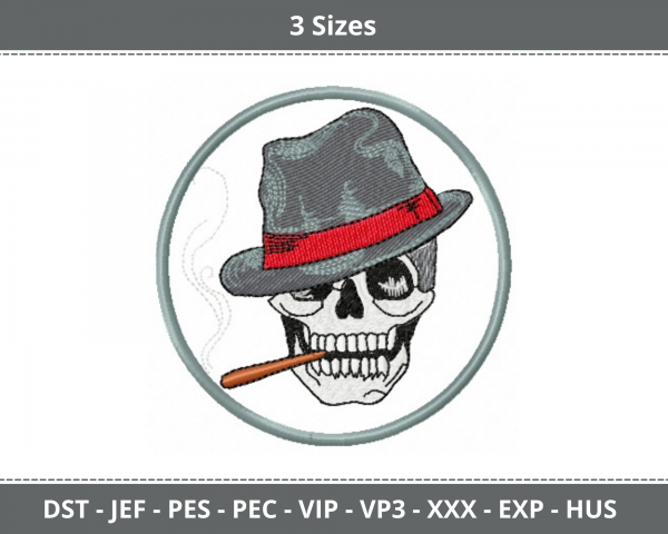 Skull Patch Machine Embroidery Designs-3 Sizes-instant download