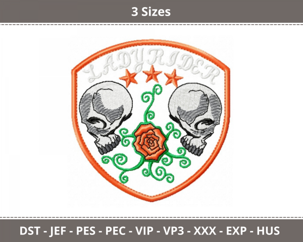 Skull Patch Machine Embroidery Designs-3 Sizes-instant download