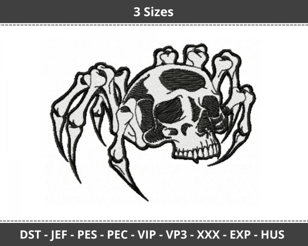 Skull Biker Patch Machine Embroidery Designs-3 Sizes-instant download