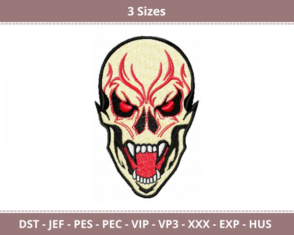 Halloween Skull Machine Embroidery Designs-3 Sizes-instant download