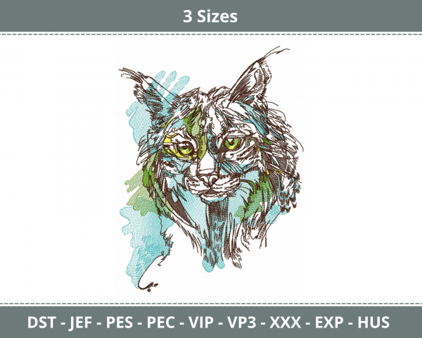 Wild Cat Machine Embroidery Designs-3 Sizes-instant download