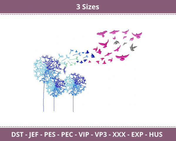 Colorful Birds Machine Embroidery Designs-3 Sizes-instant download