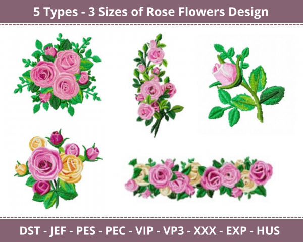 Rose Flowers Machine Embroidery Designs