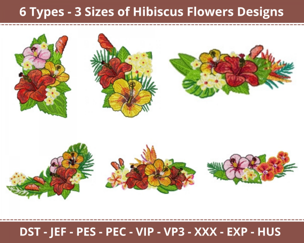 Hibiscus Flowers Machine Embroidery Designs