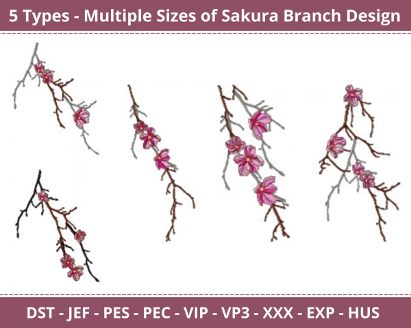Sakura Branch Machine Embroidery Designs