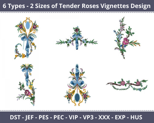 Tender Roses Vignettes Machine Embroidery Designs